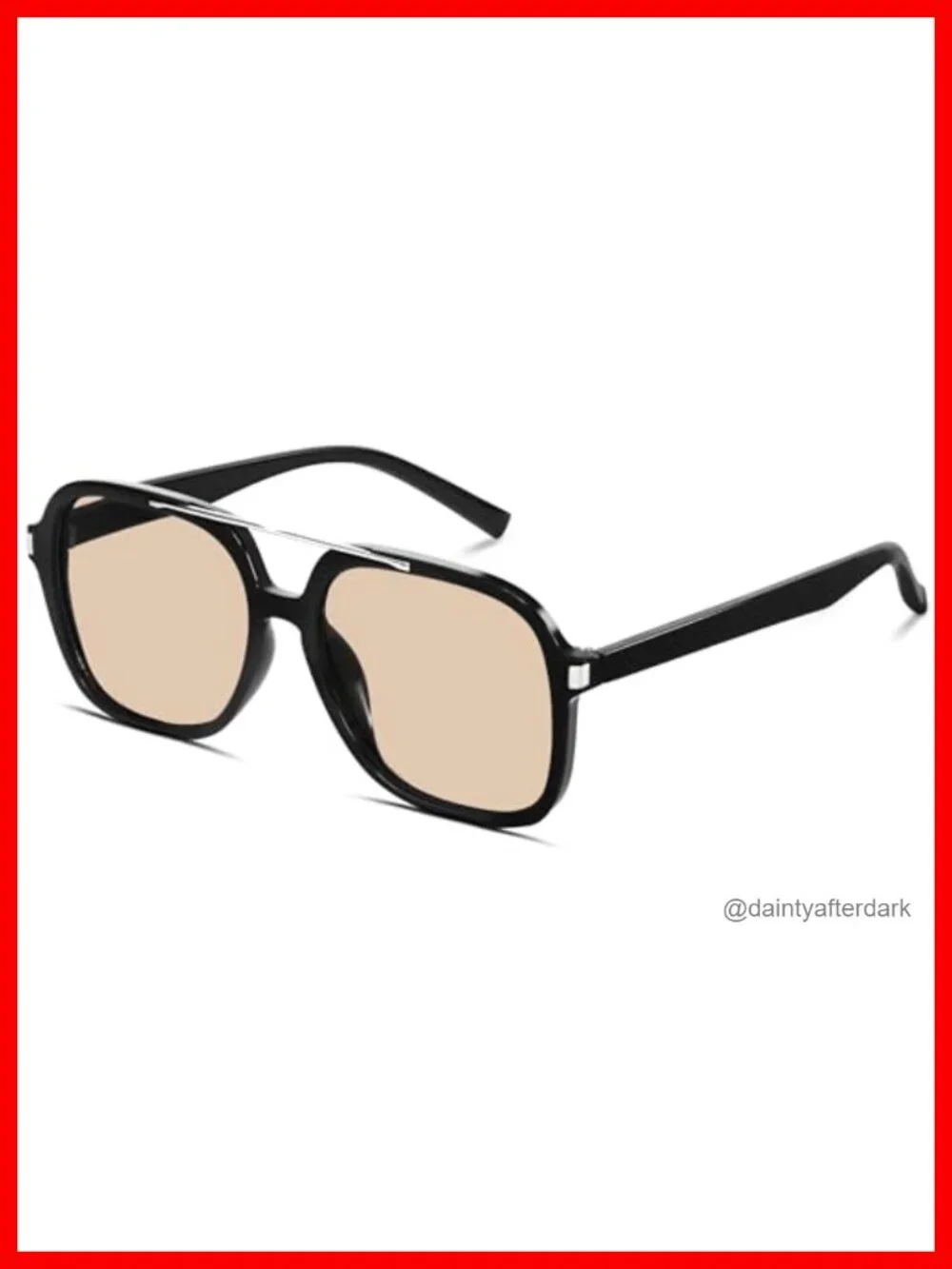 Square Top Bar Aviator Sunglasses Retro Lightweight Plastic Frame